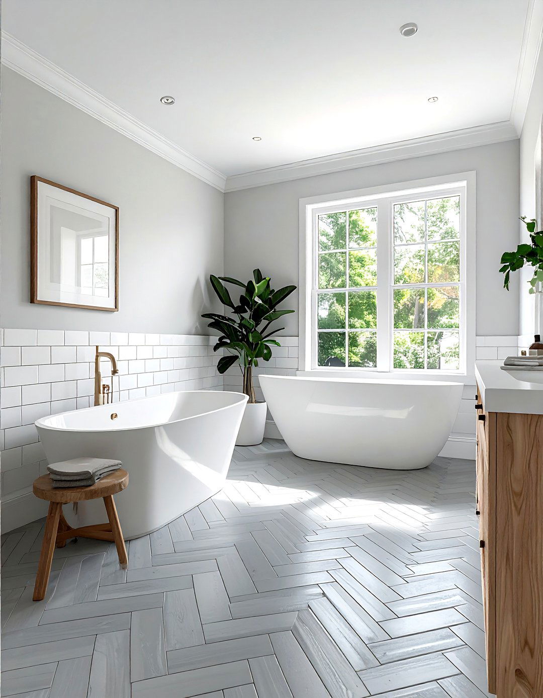 Gray subway tile bathroom floor - 30 subway tile bathroom ideas