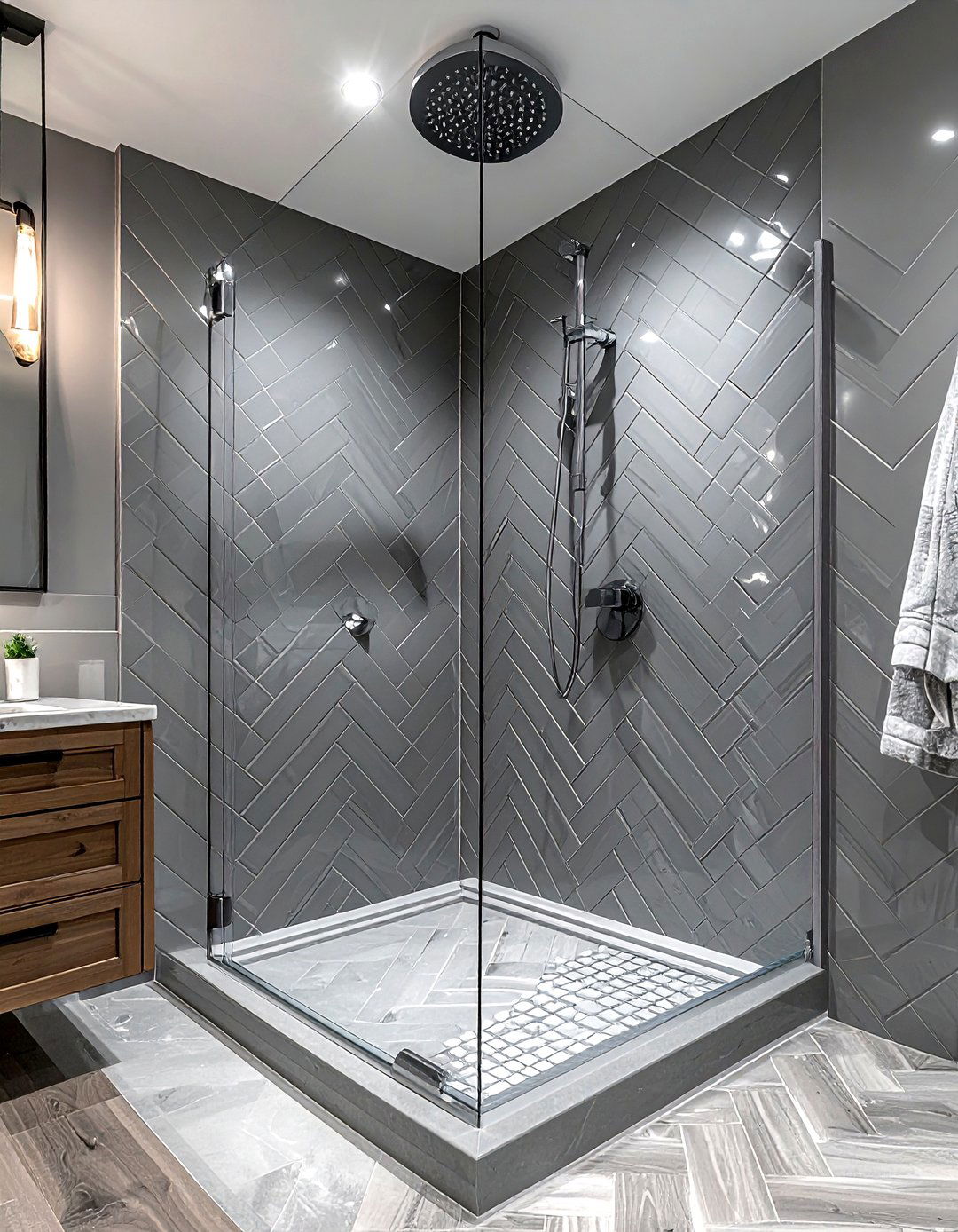 Gray subway tile shower - 30 gray bathroom decor ideas