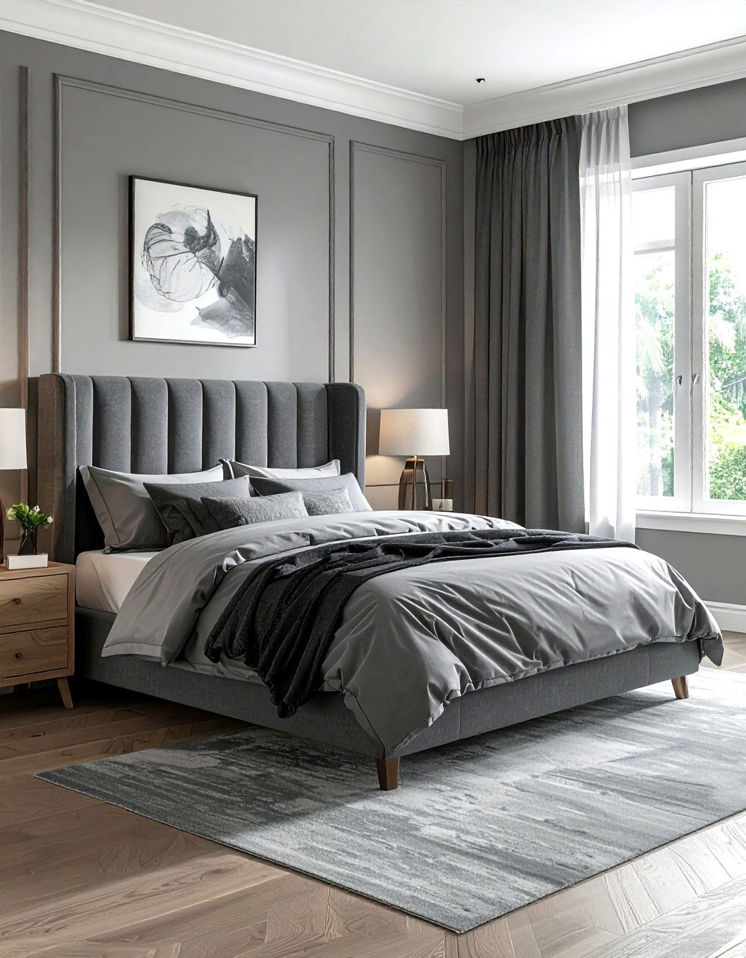Gray upholstered bed bedroom - 30 gray bedroom decor ideas