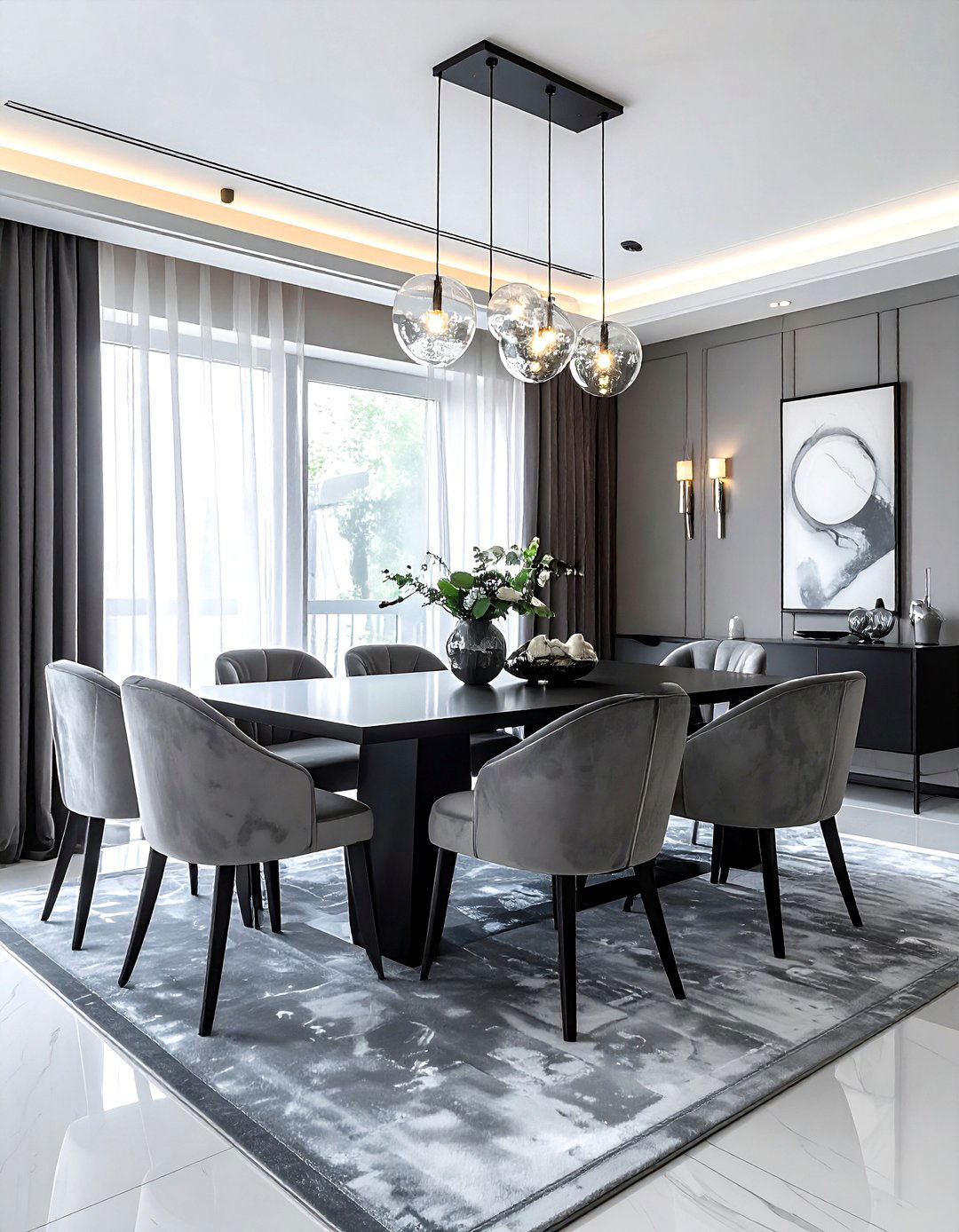 Gray velvet dining room - 30 gray dining room design ideas