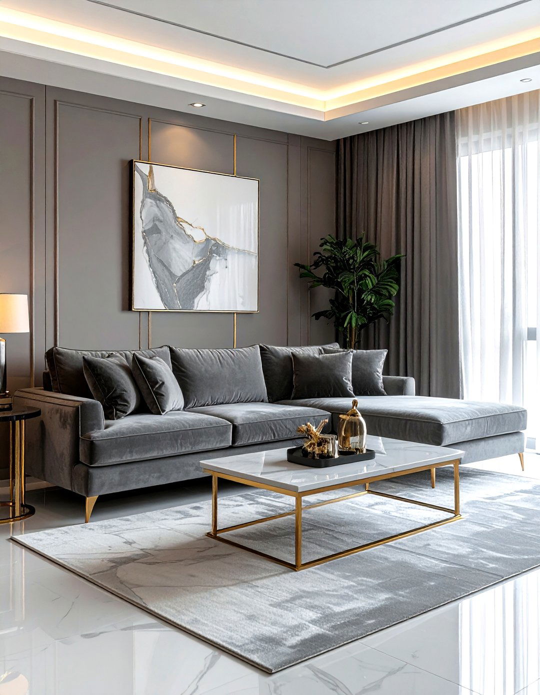 Gray velvet sofa living room - 30 modern gray living room ideas