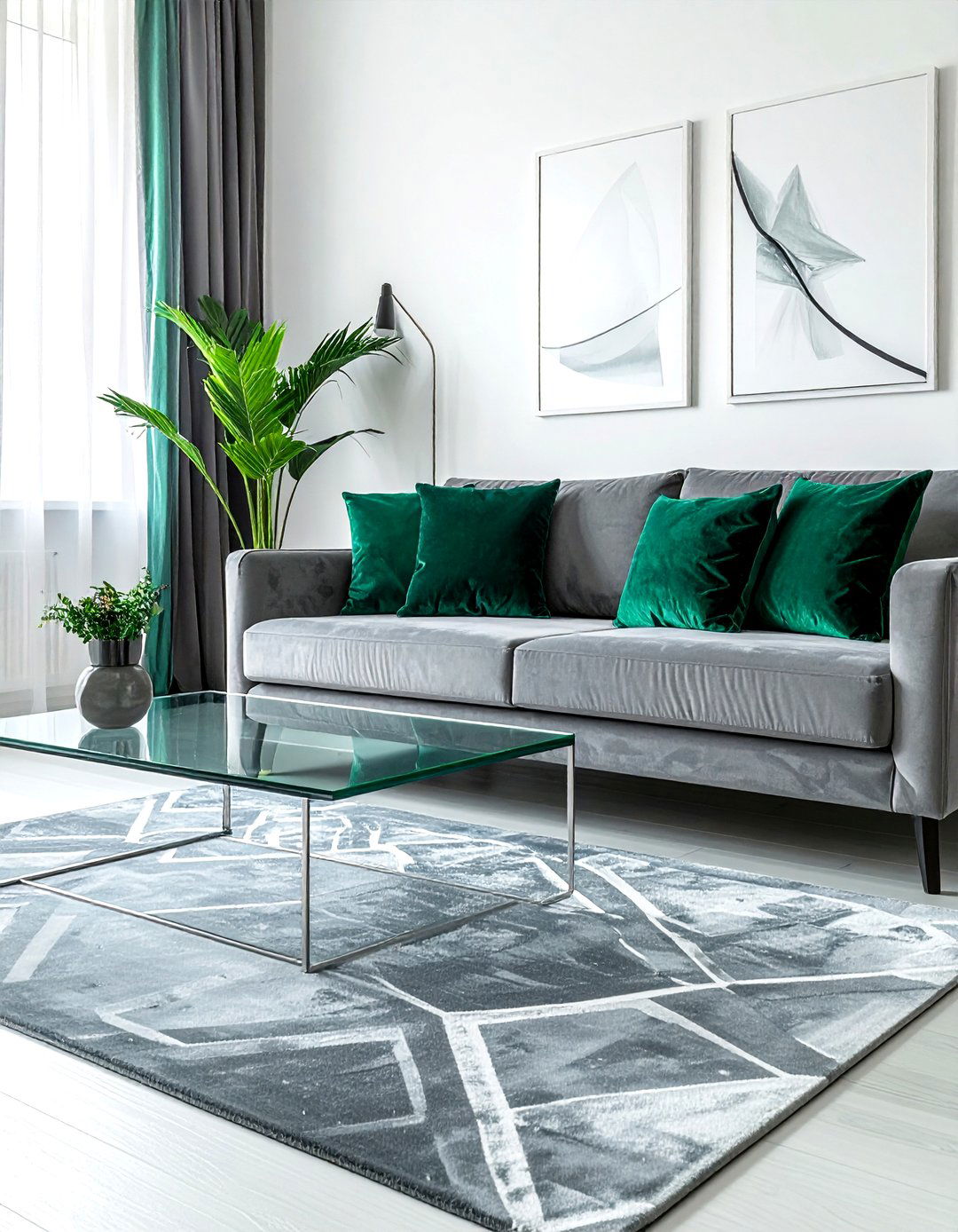 Gray velvet sofa - 30 gray decor ideas