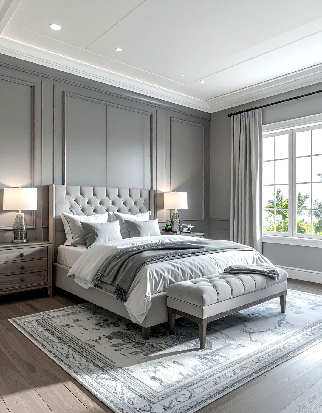 Gray wainscoting bedroom - 30 coastal gray bedroom ideas