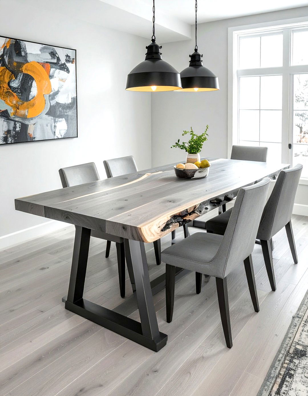 Gray wash live edge table - 30 live edge dining table ideas