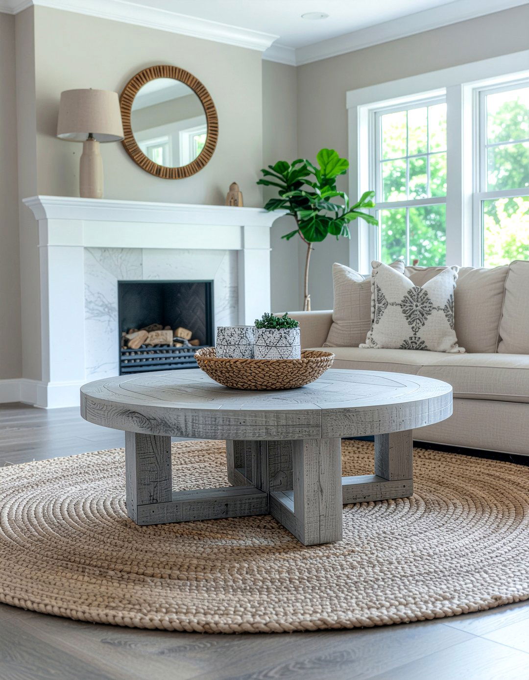 Gray wash round coffee table - 30 living room round coffee tables