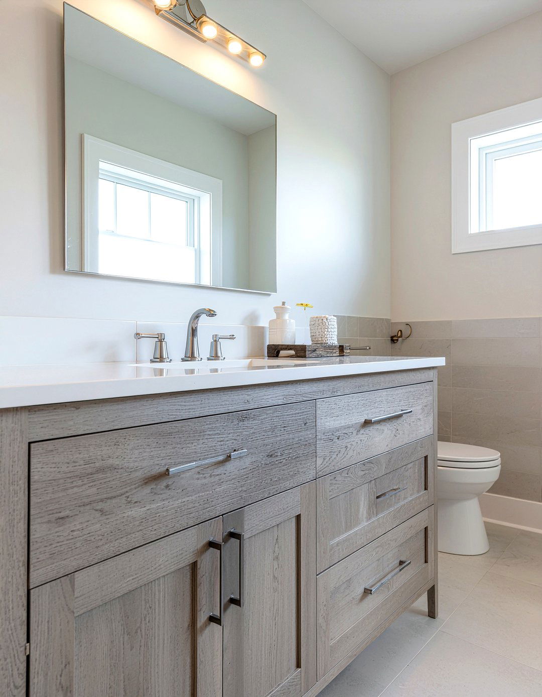 Gray wash vanity - 30 rustic bathroom vanity ideas