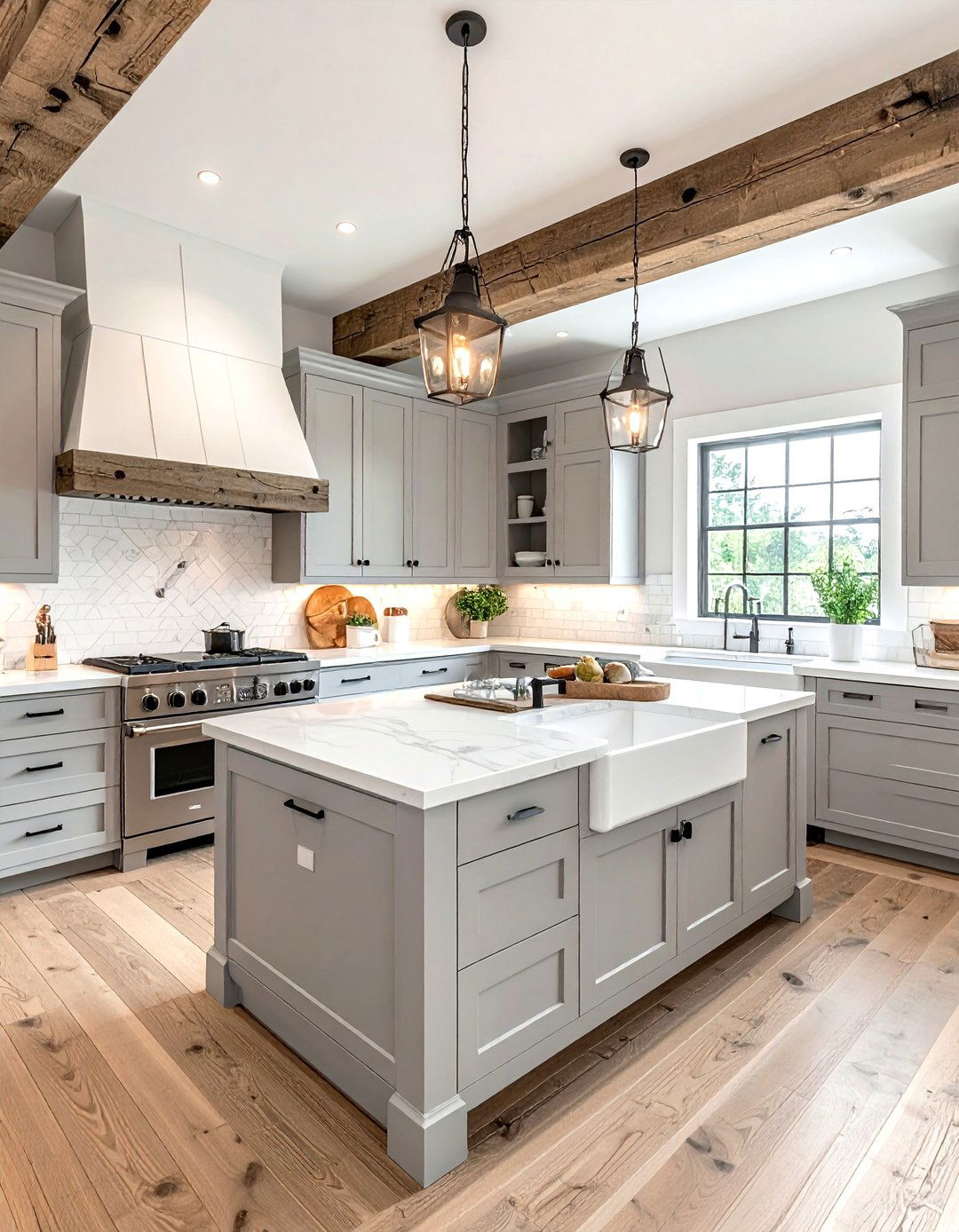 Gray white farmhouse kitchen - 30 gray and white kitchen ideas