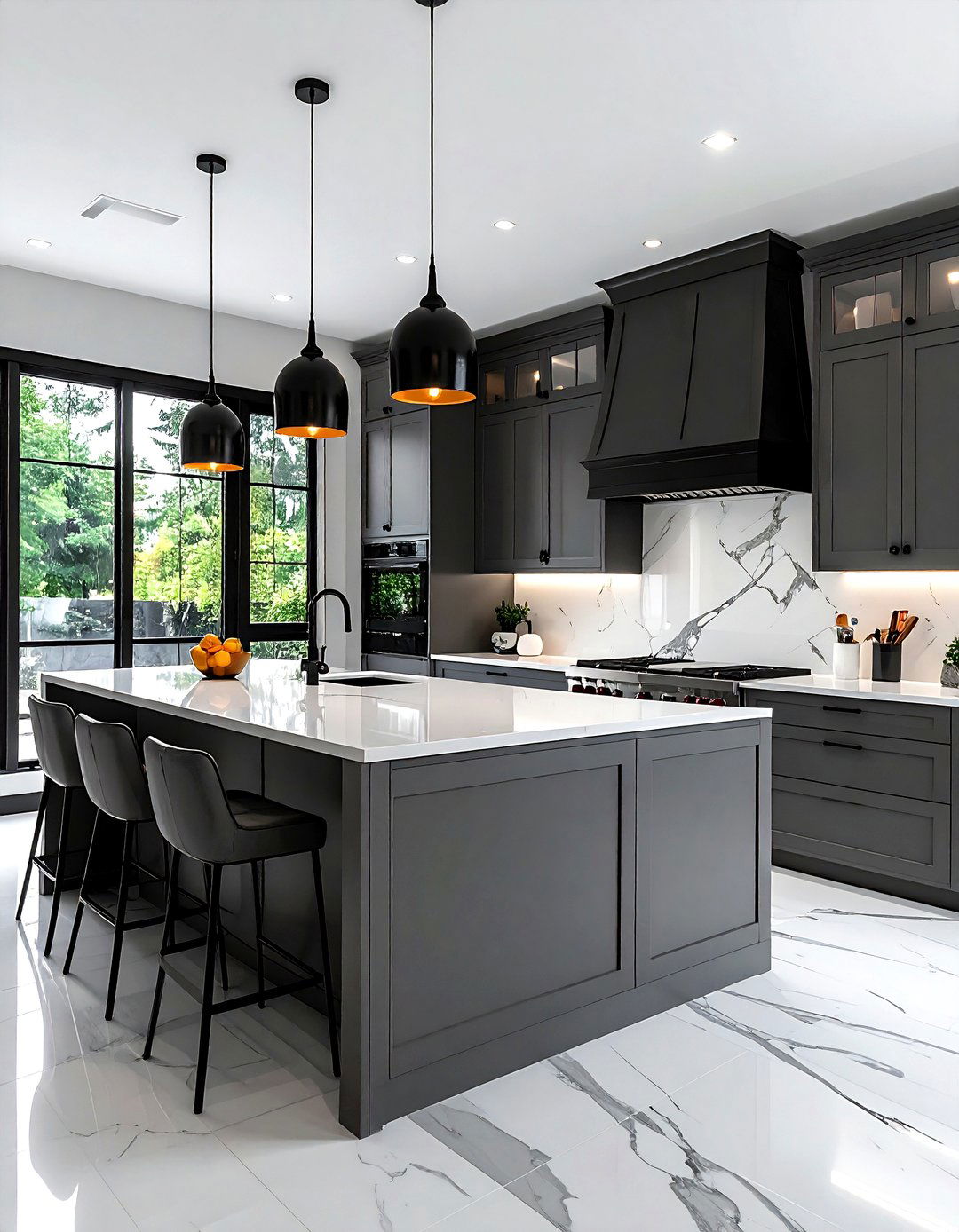 Gray white kitchen black accents - 30 gray and white kitchen ideas