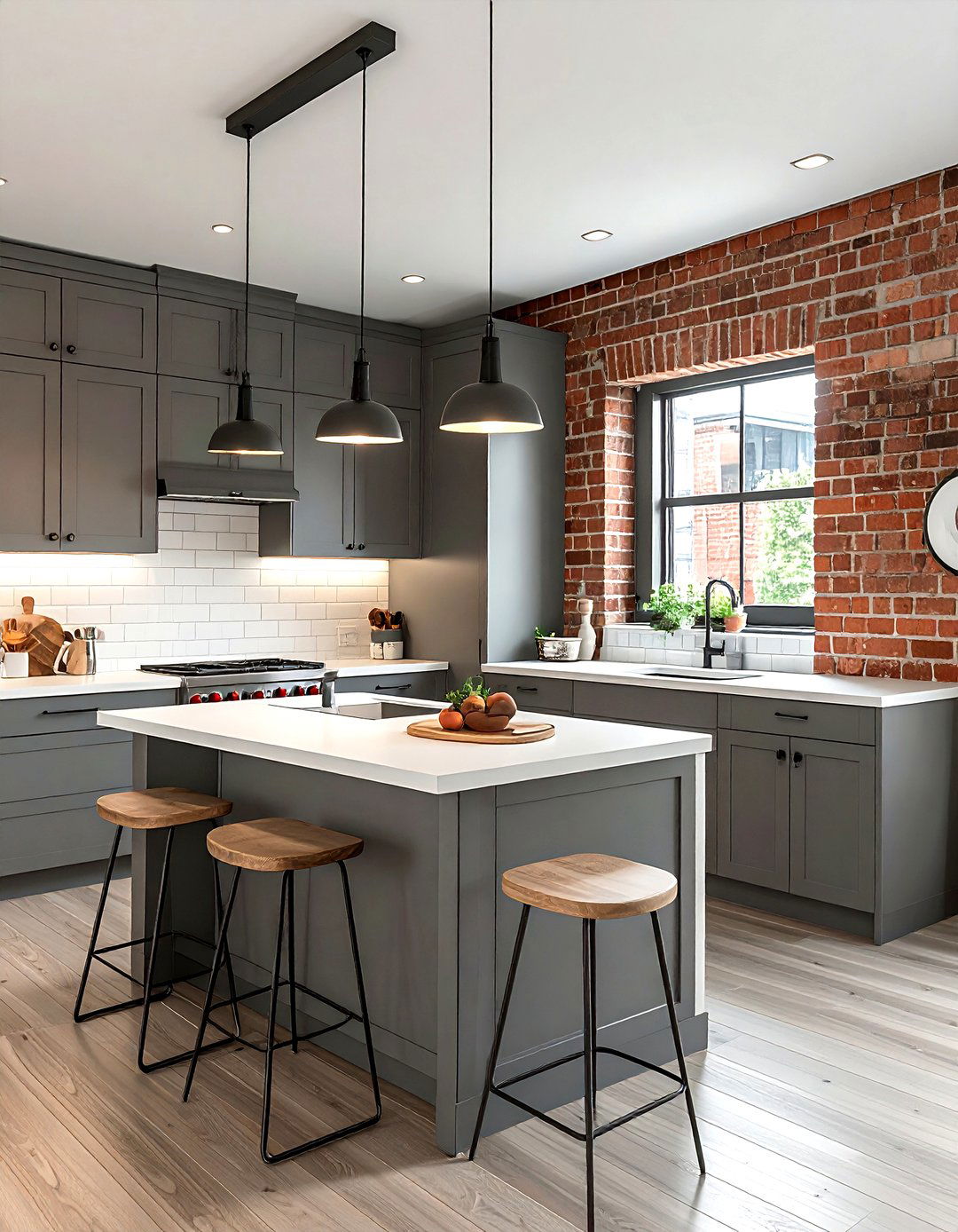 Gray white kitchen brick wall - 30 gray and white kitchen ideas