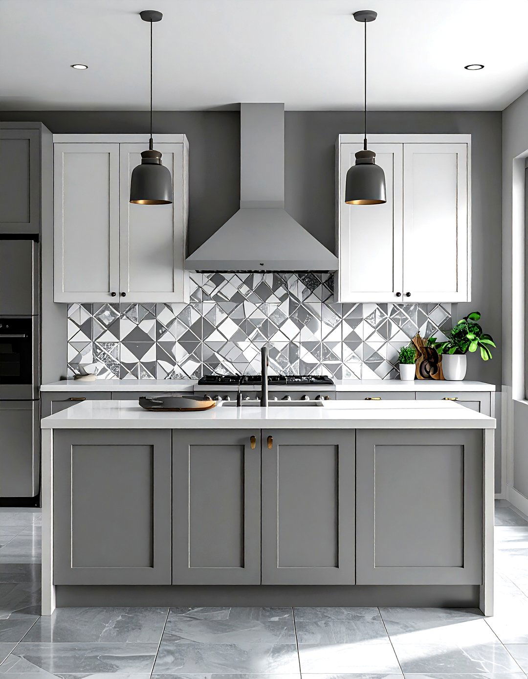 Gray white kitchen patterned tile - 30 gray and white kitchen ideas