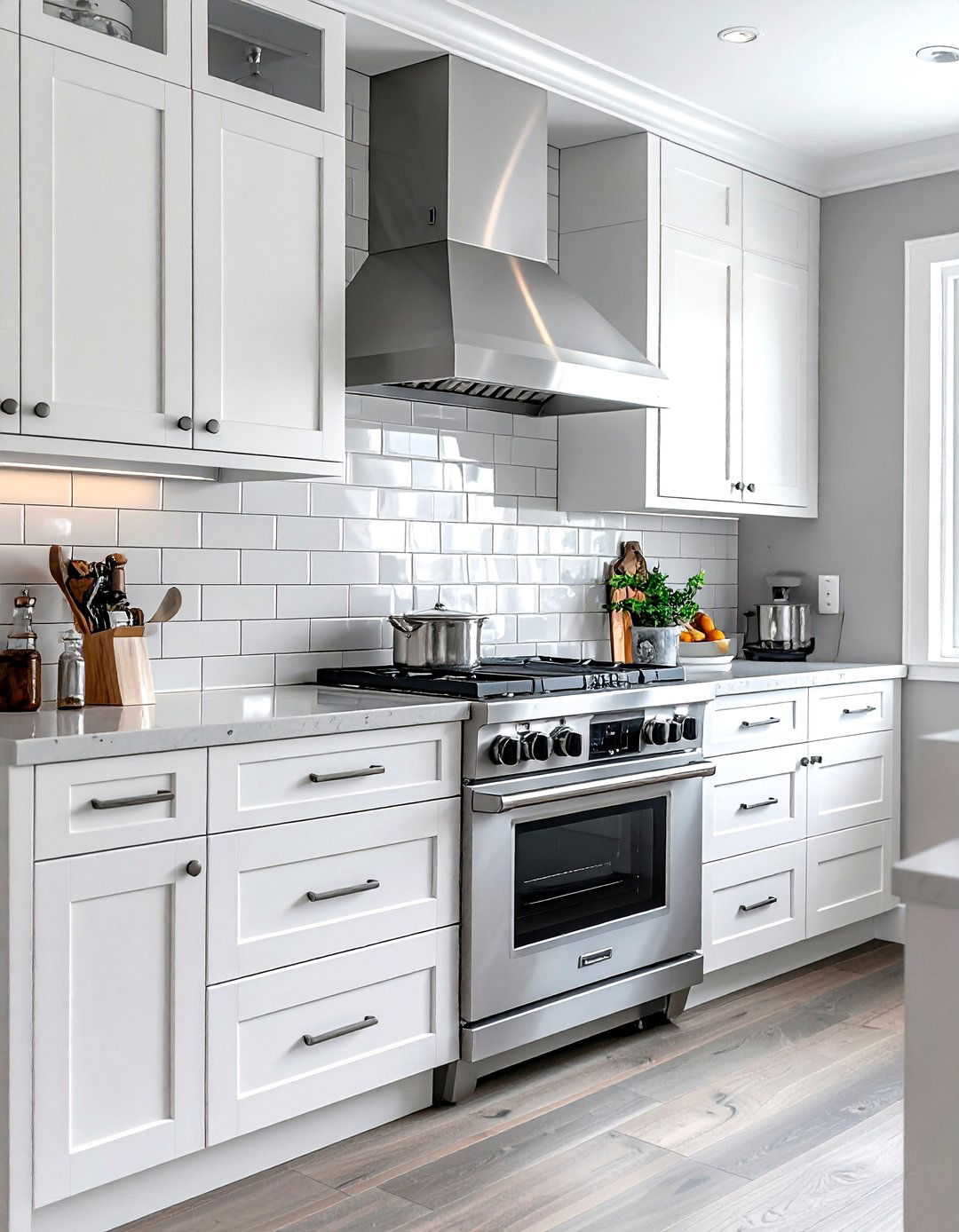 Gray white kitchen subway tile - 30 gray and white kitchen ideas