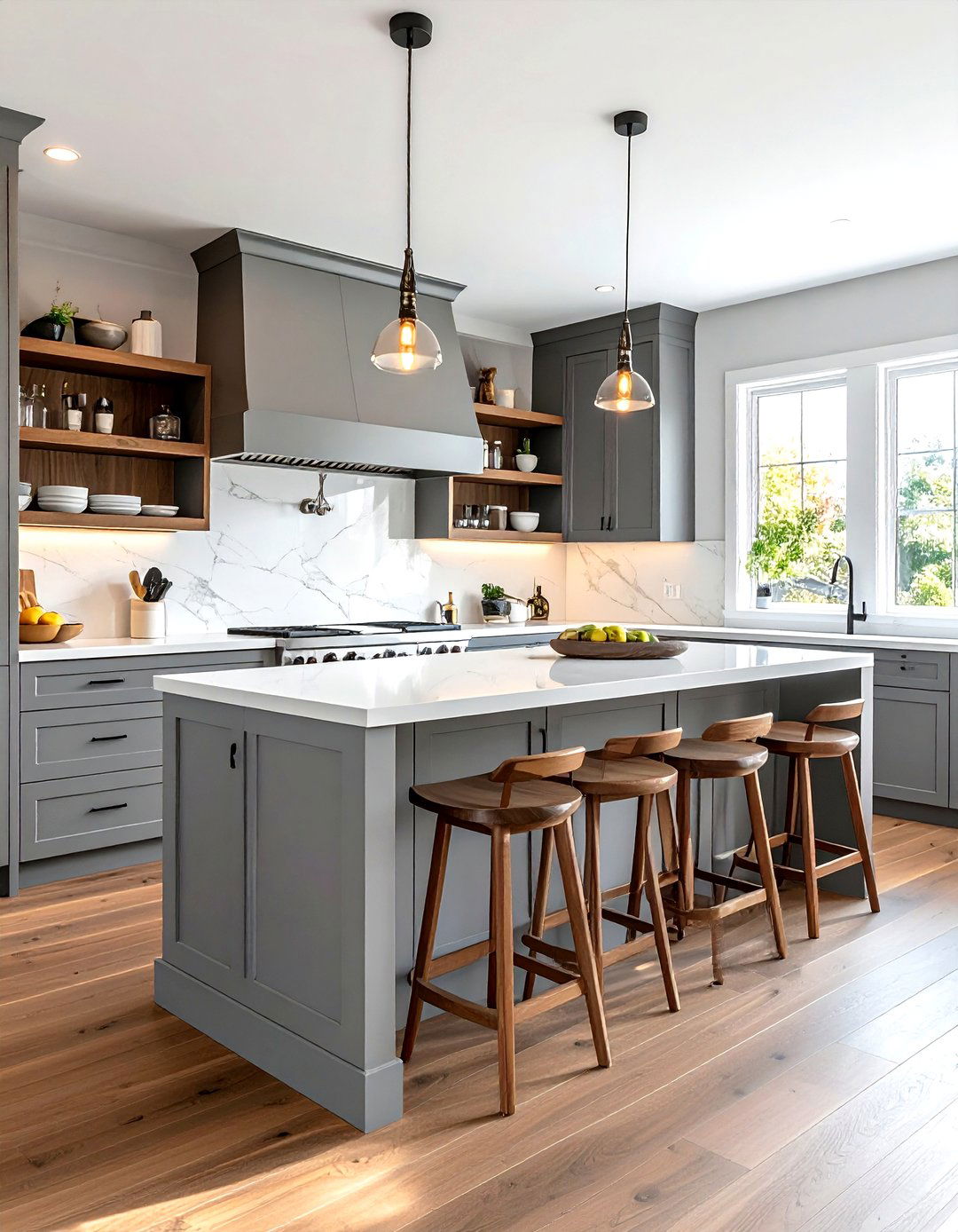 Gray white kitchen wood accents - 30 gray and white kitchen ideas