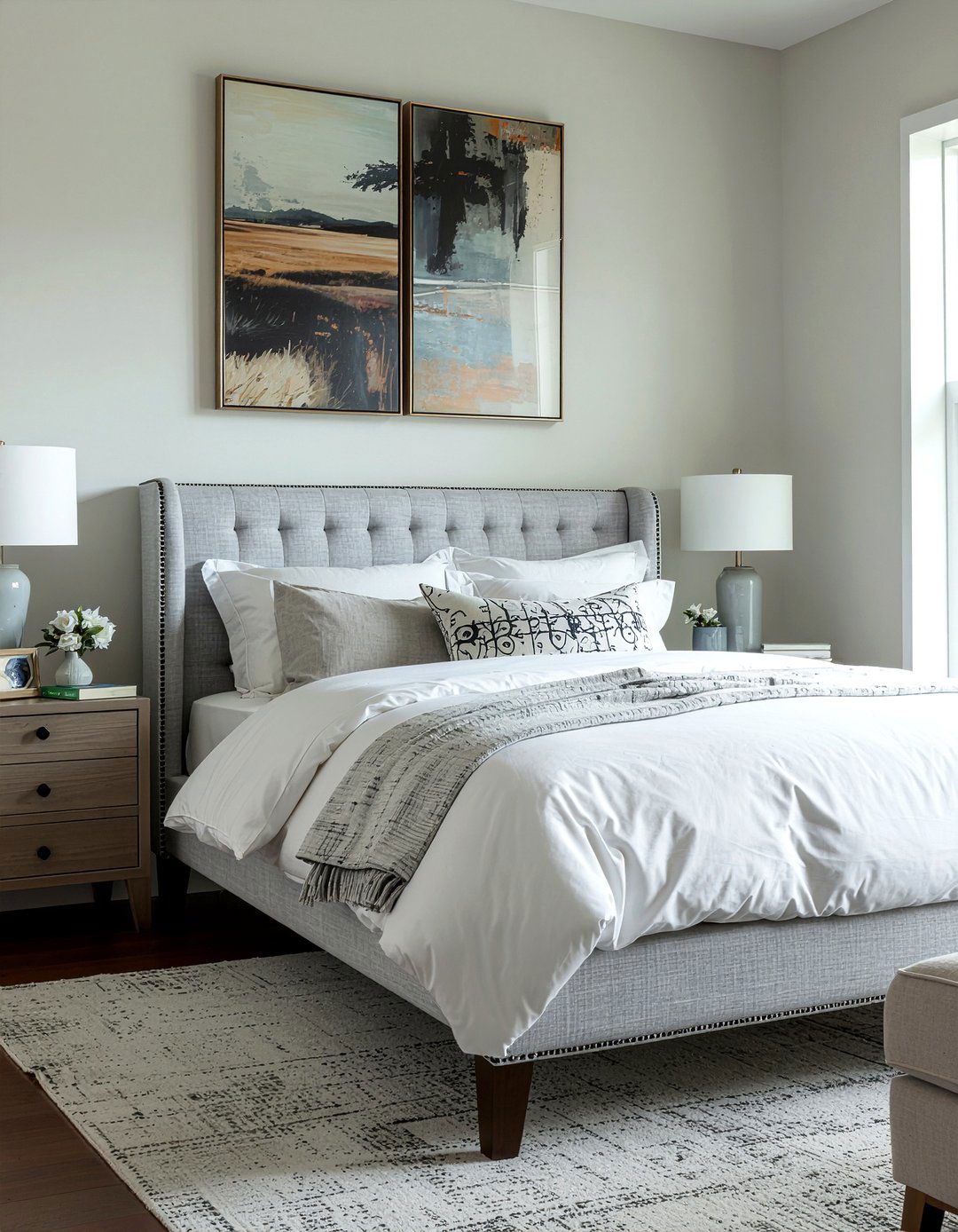 Gray wingback headboard - 30 bedroom wingback headboards