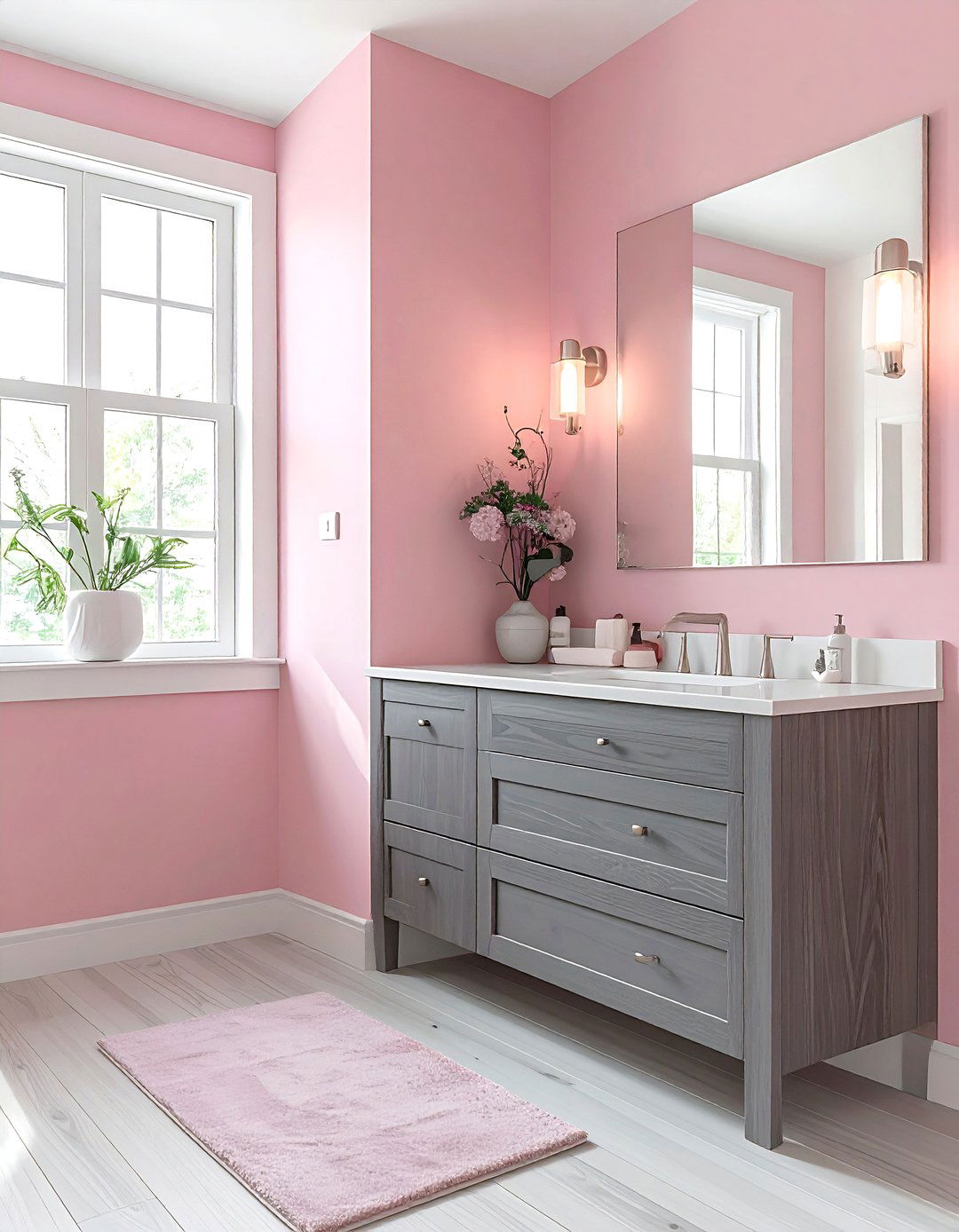 Gray wood vanity pink bathroom - 30 pink gray bathroom ideas