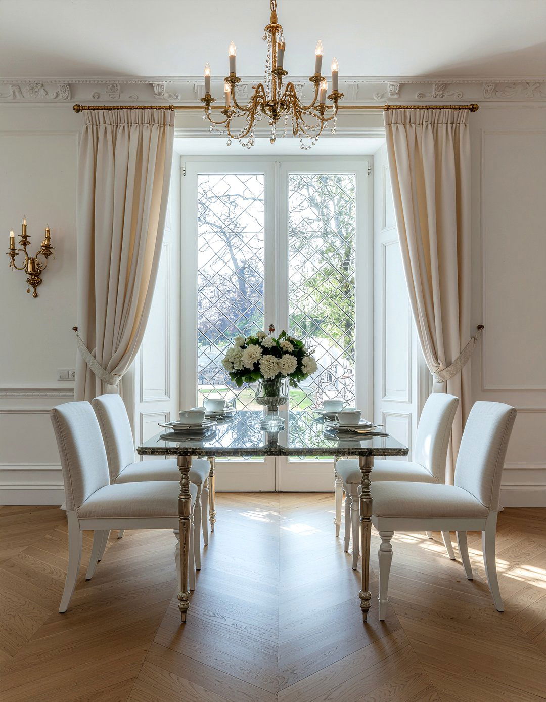 Greek key curtains dining room - 30 patterned curtain dining room ideas