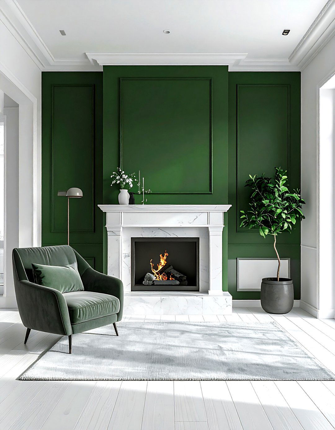Green Accent Wall - 30 modern green living room ideas