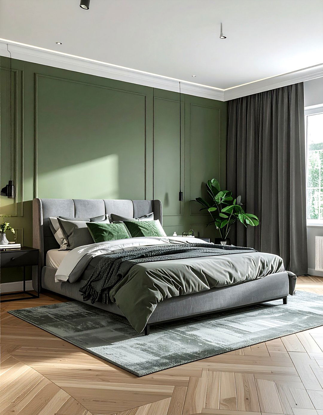 Green And Gray Bedroom - 30 contemporary green bedroom ideas