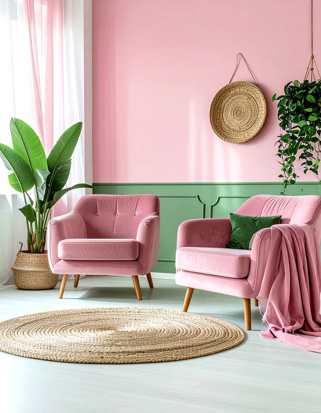 Green And Pink Boho Living Room - 30 bohemian green living room ideas