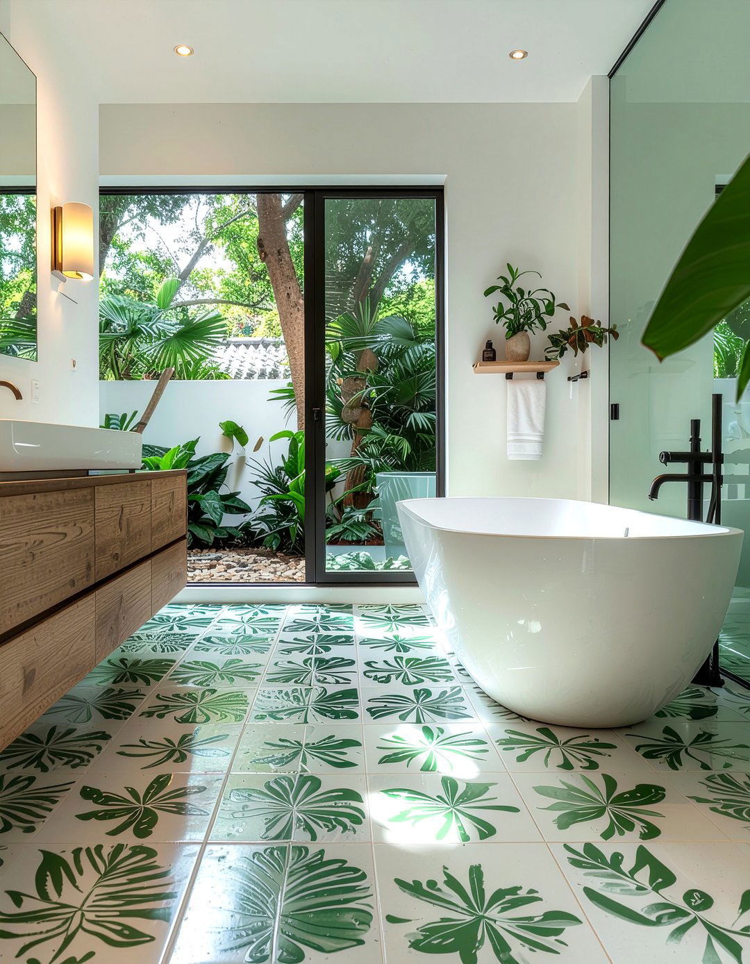 Green And White Cement Tile - 30 Moroccan tile bathroom ideas