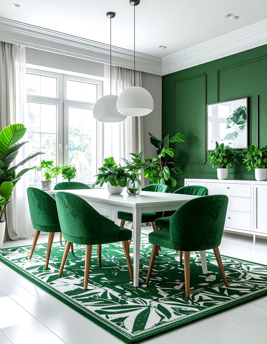 Green And White Dining Room - 30 tropical dining room ideas
