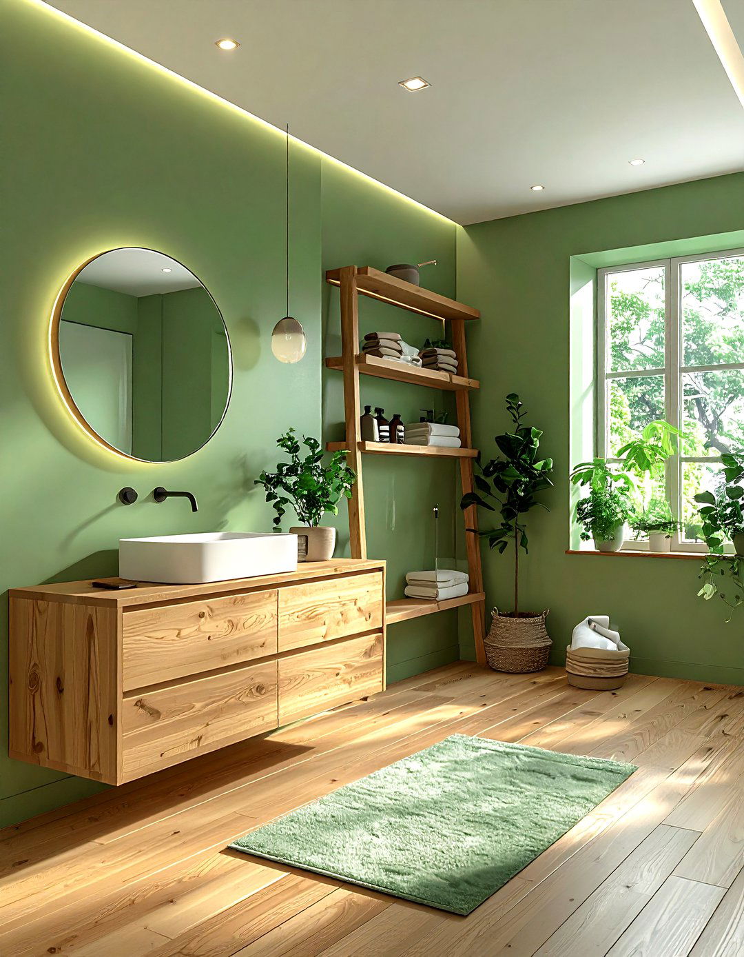 Green And Wood Bathroom - 30 green bathroom decor ideas