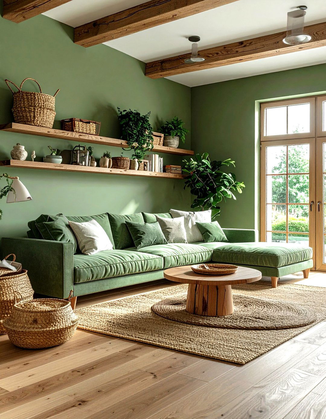 Green And Wood Living Room - 30 modern green living room ideas