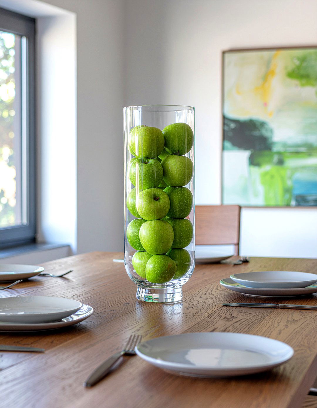 Green Apple Glass Vase - 30 fruit centerpiece dining ideas