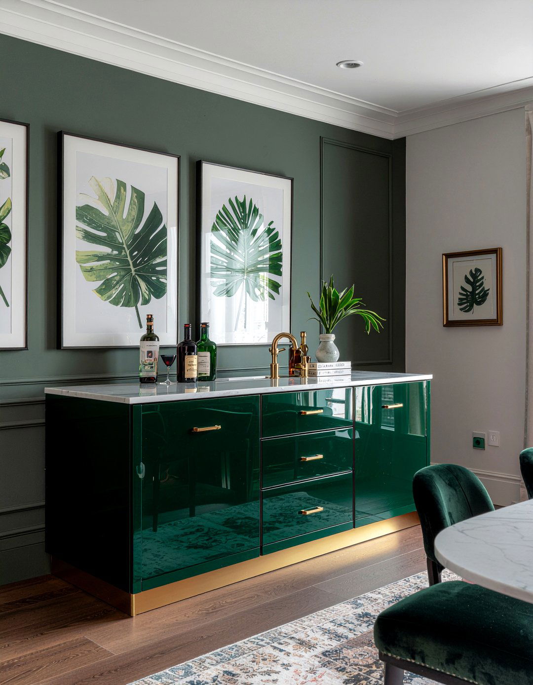 Green Bar Cabinet - 30 dining room liquor cabinet ideas