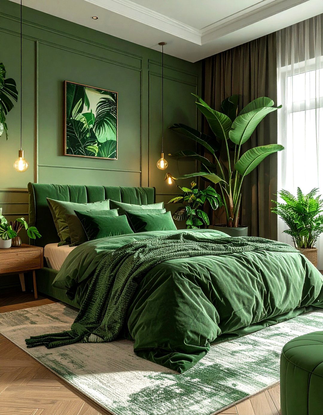 Green Bedroom - 30 monochromatic bedroom ideas