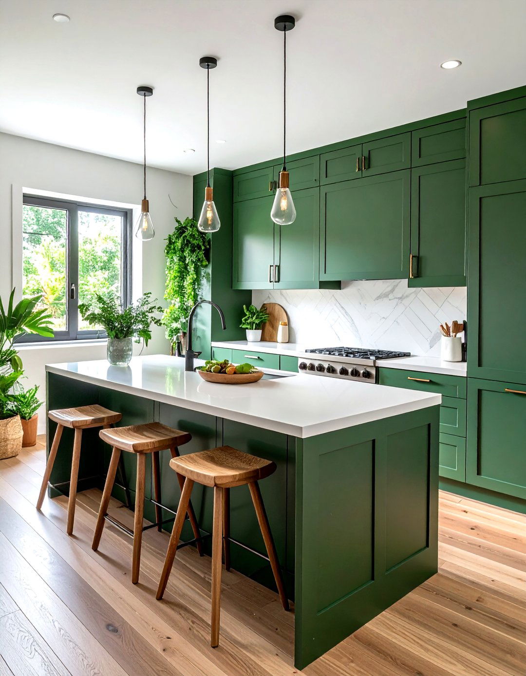Green Cabinets White Countertop - 30 white countertop kitchen ideas