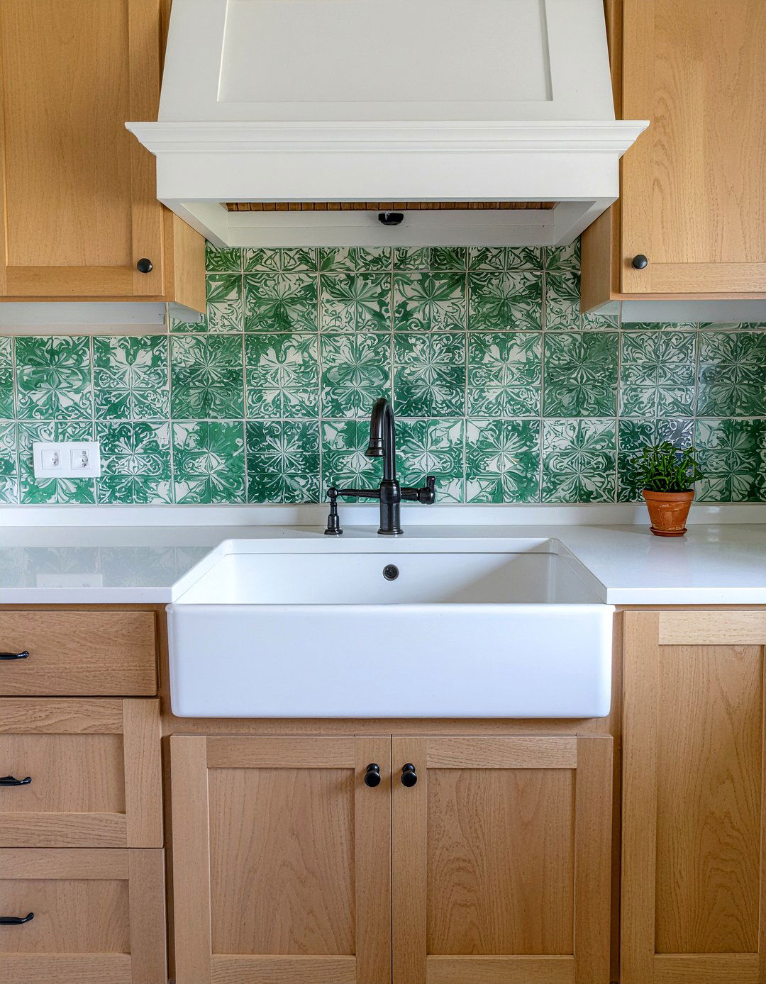Green Floral Cement Tile - 30 cement tile kitchen backsplash ideas