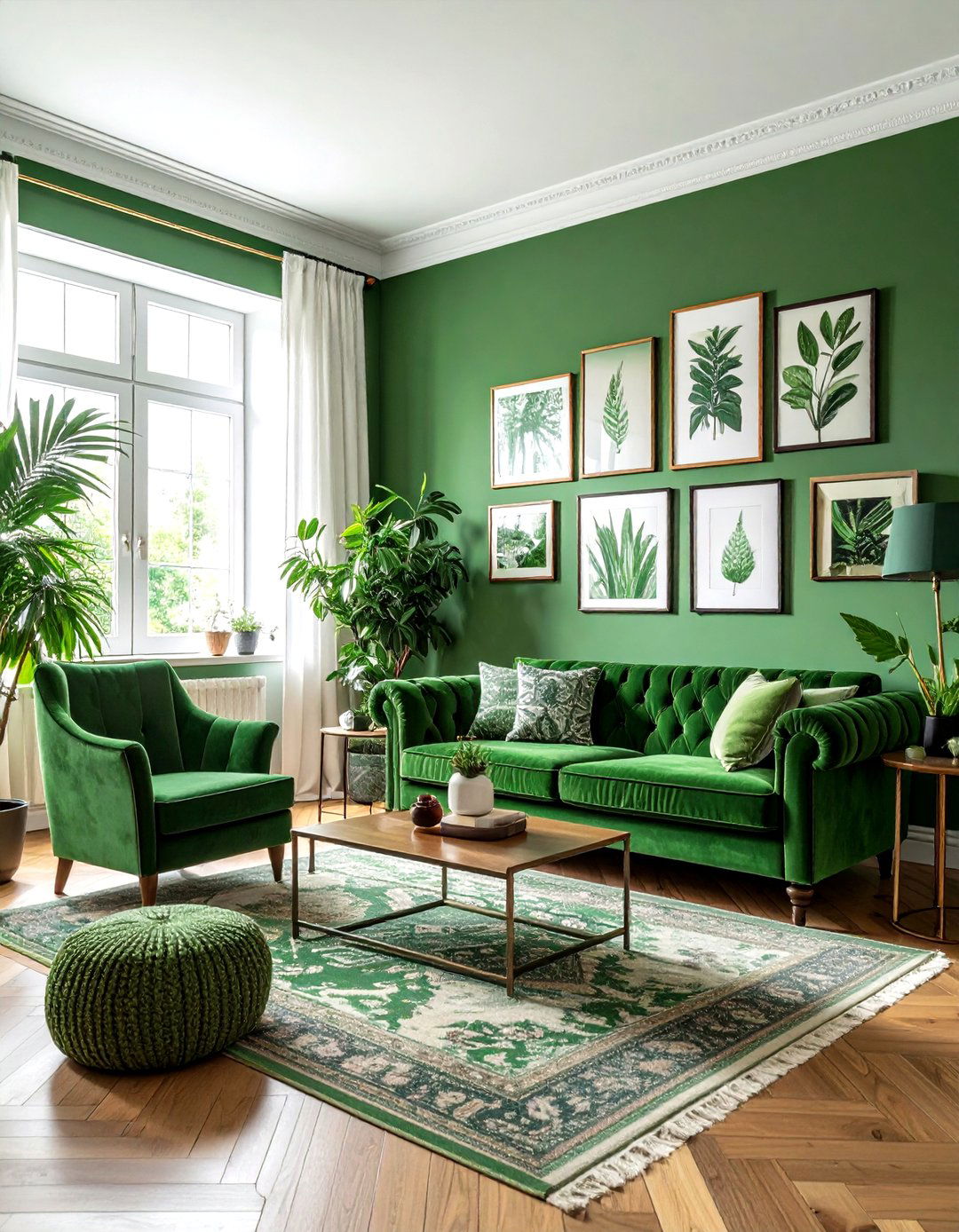 Green Gallery Wall Bohemian - 30 bohemian green living room ideas