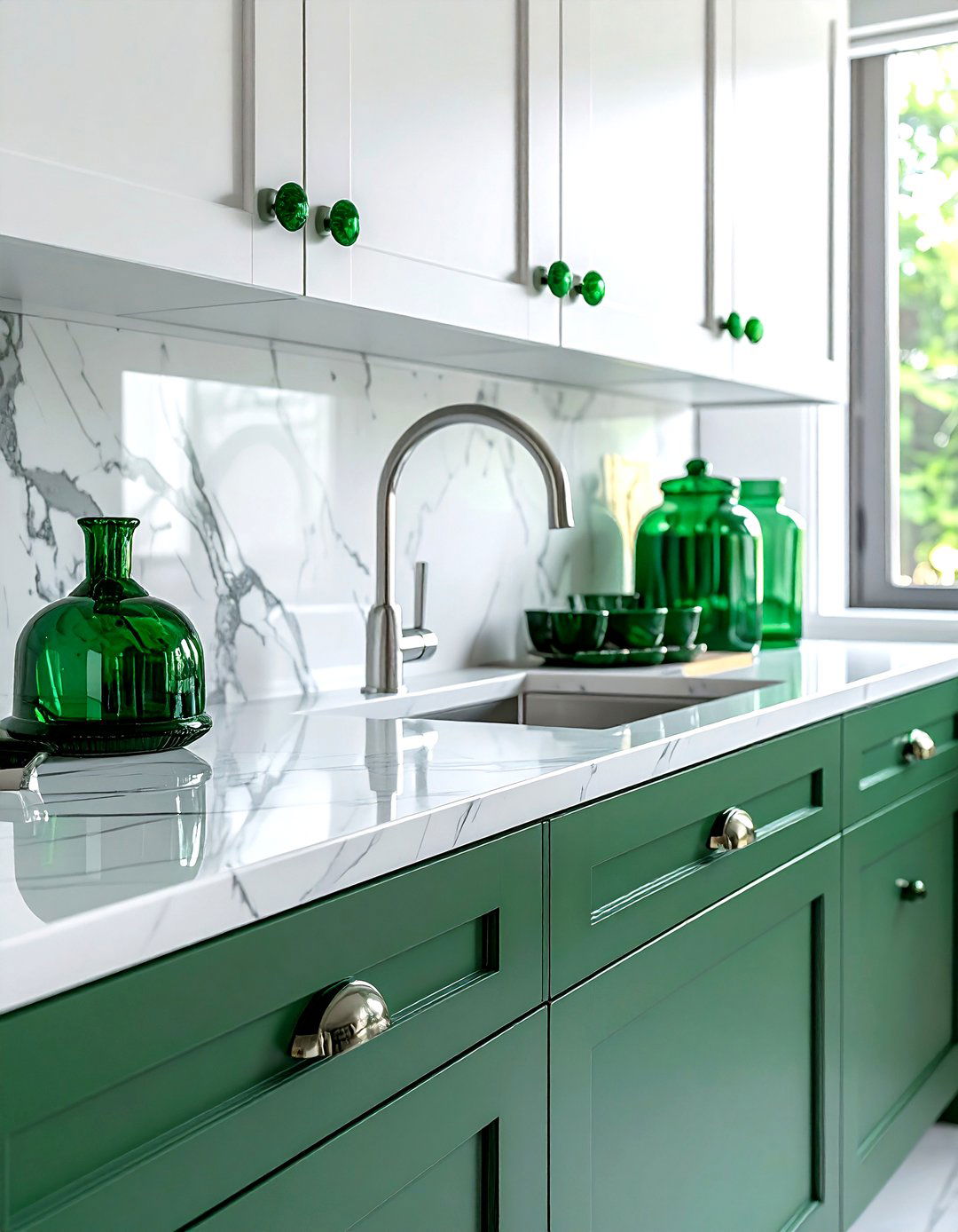 Green Glass Kitchen Hardware - 30 green kitchen decor ideas