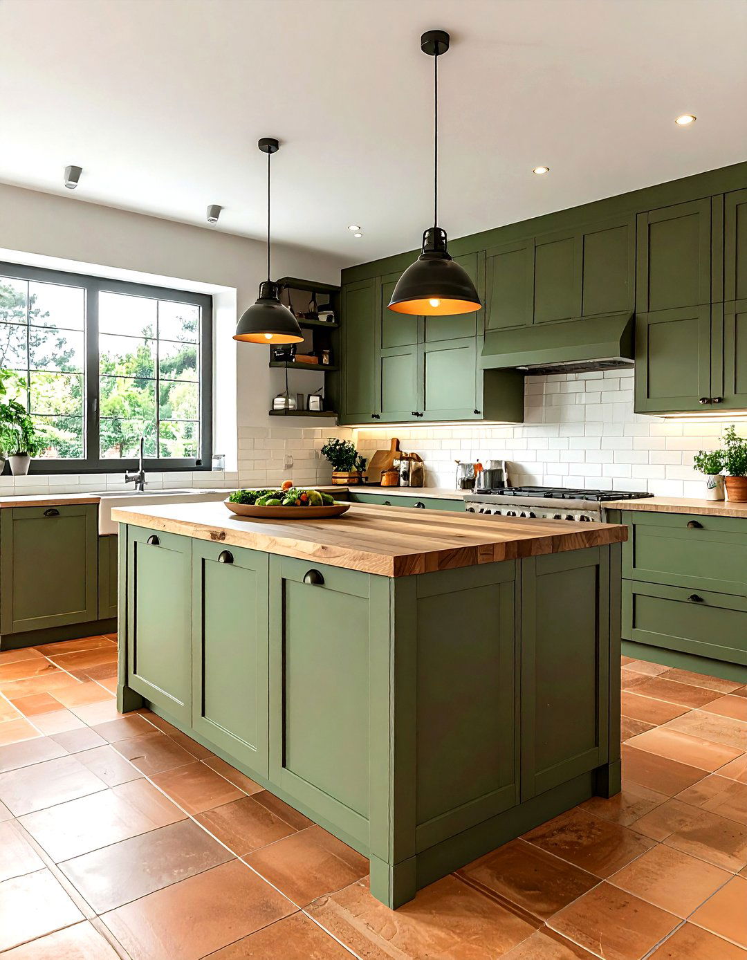 Green Kitchen Cabinet - 30 lake house kitchen ideas