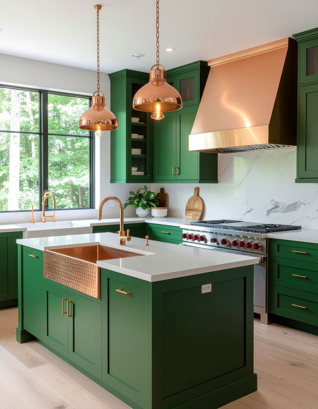 Green Kitchen Cabinets Copper Accents - 30 emerald green kitchen ideas