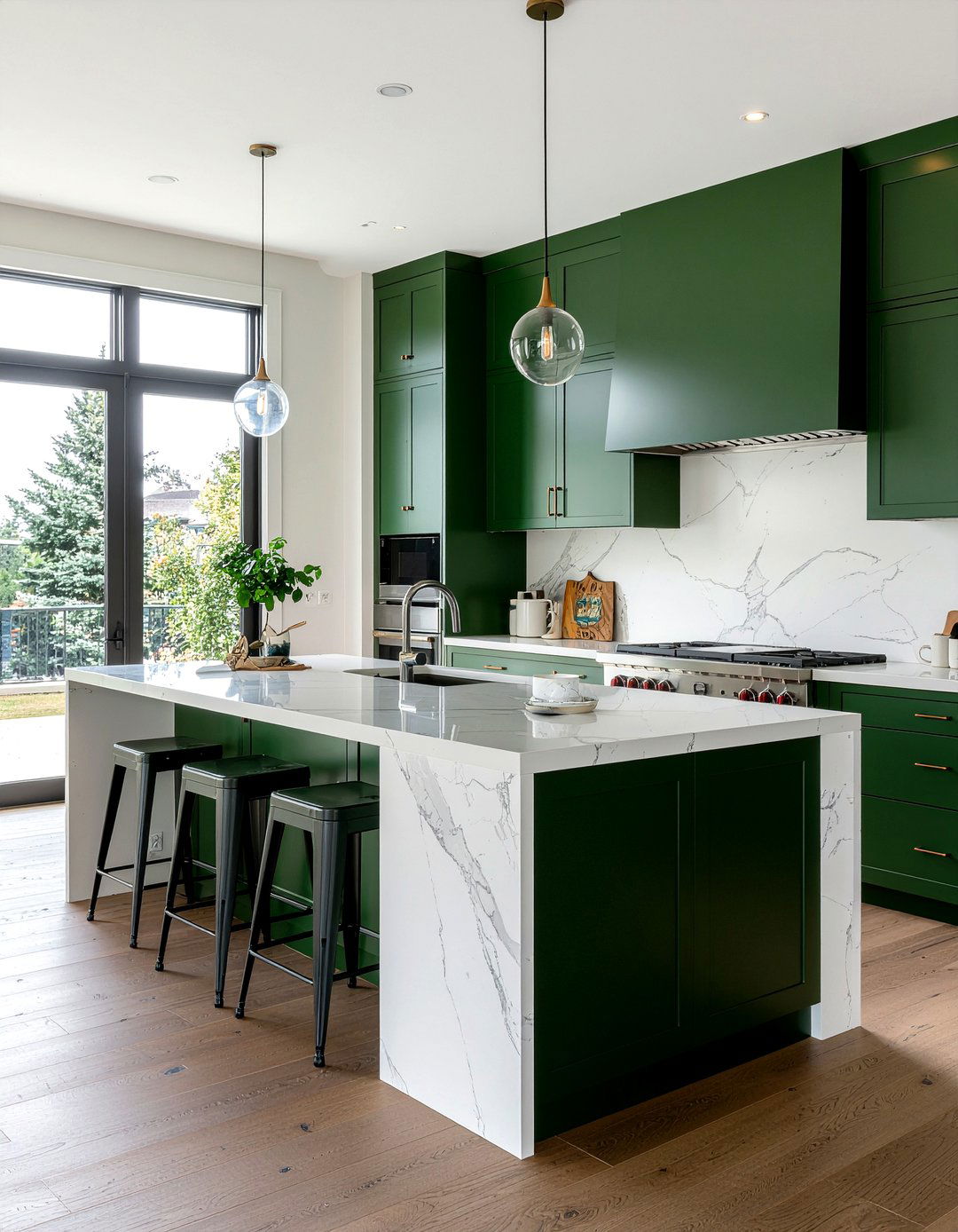 Green Kitchen Island - 30 green kitchen design ideas