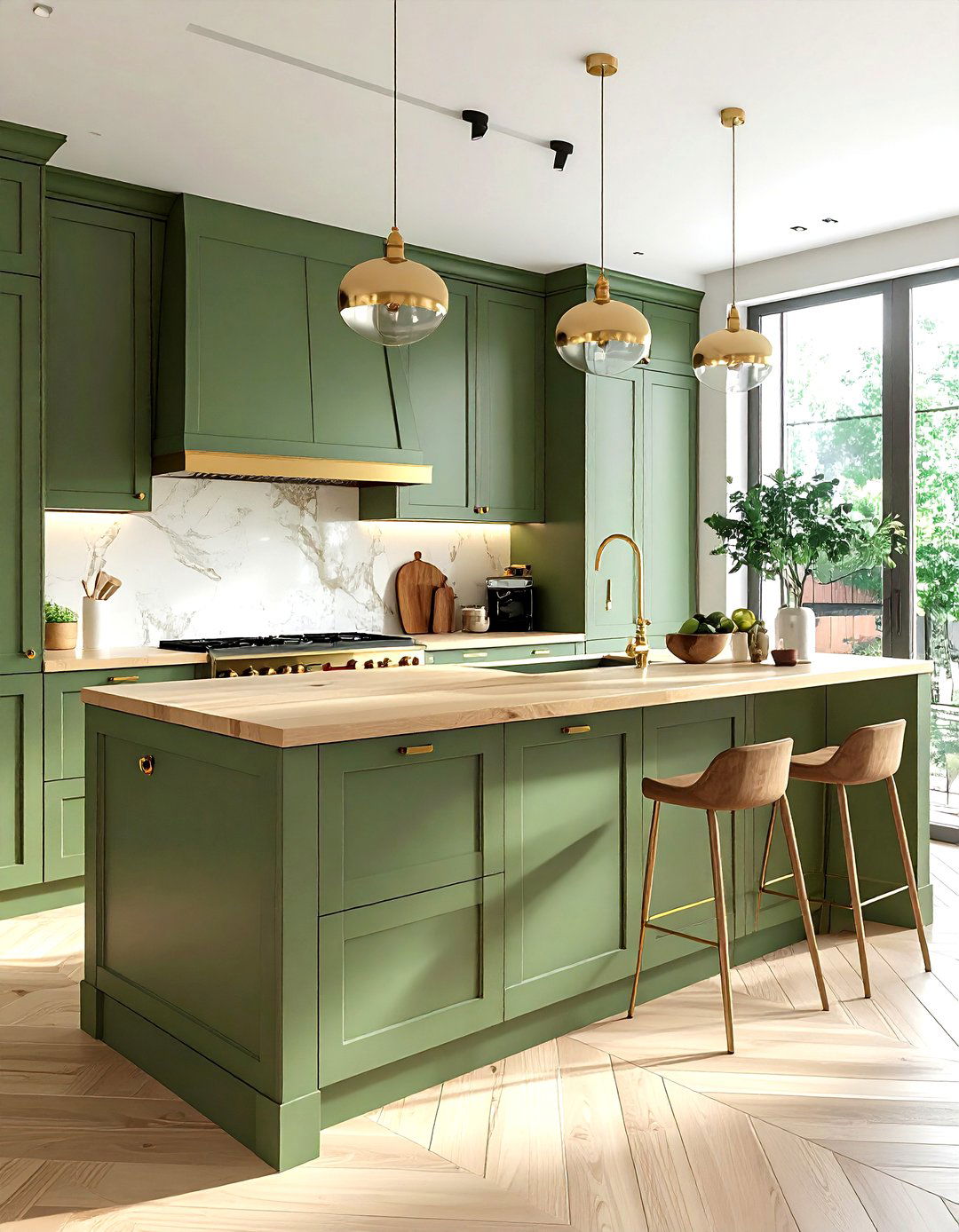Green Kitchen Island - 30 L-shaped kitchen island ideas