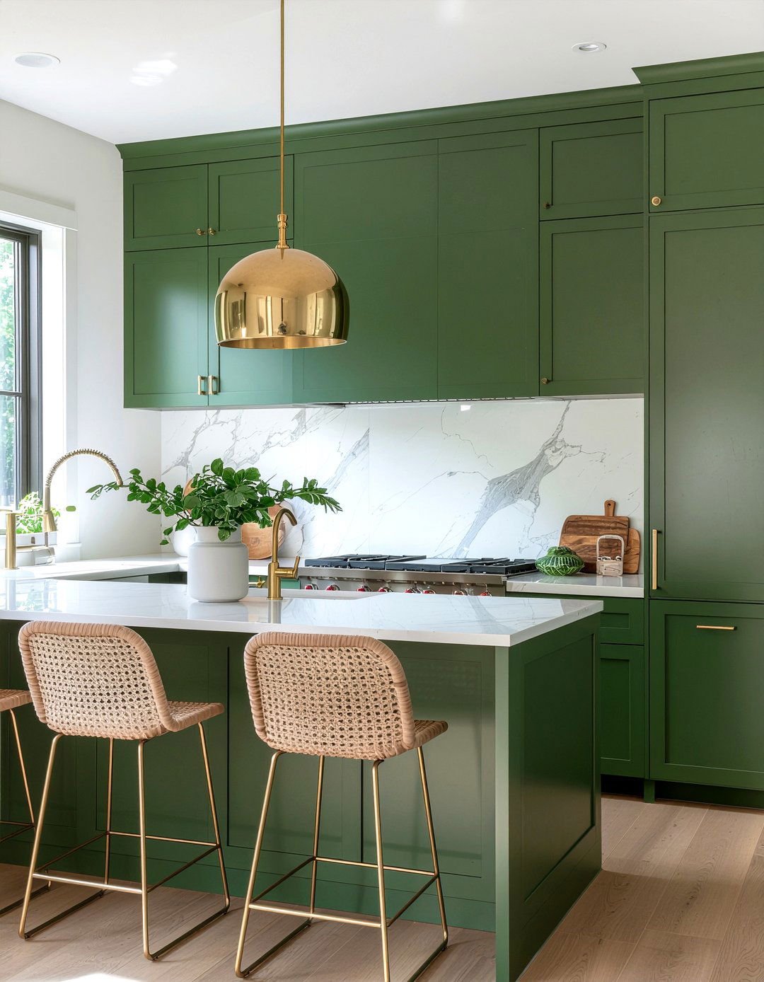 Green Kitchen With Brass Accents - 30 green kitchen design ideas