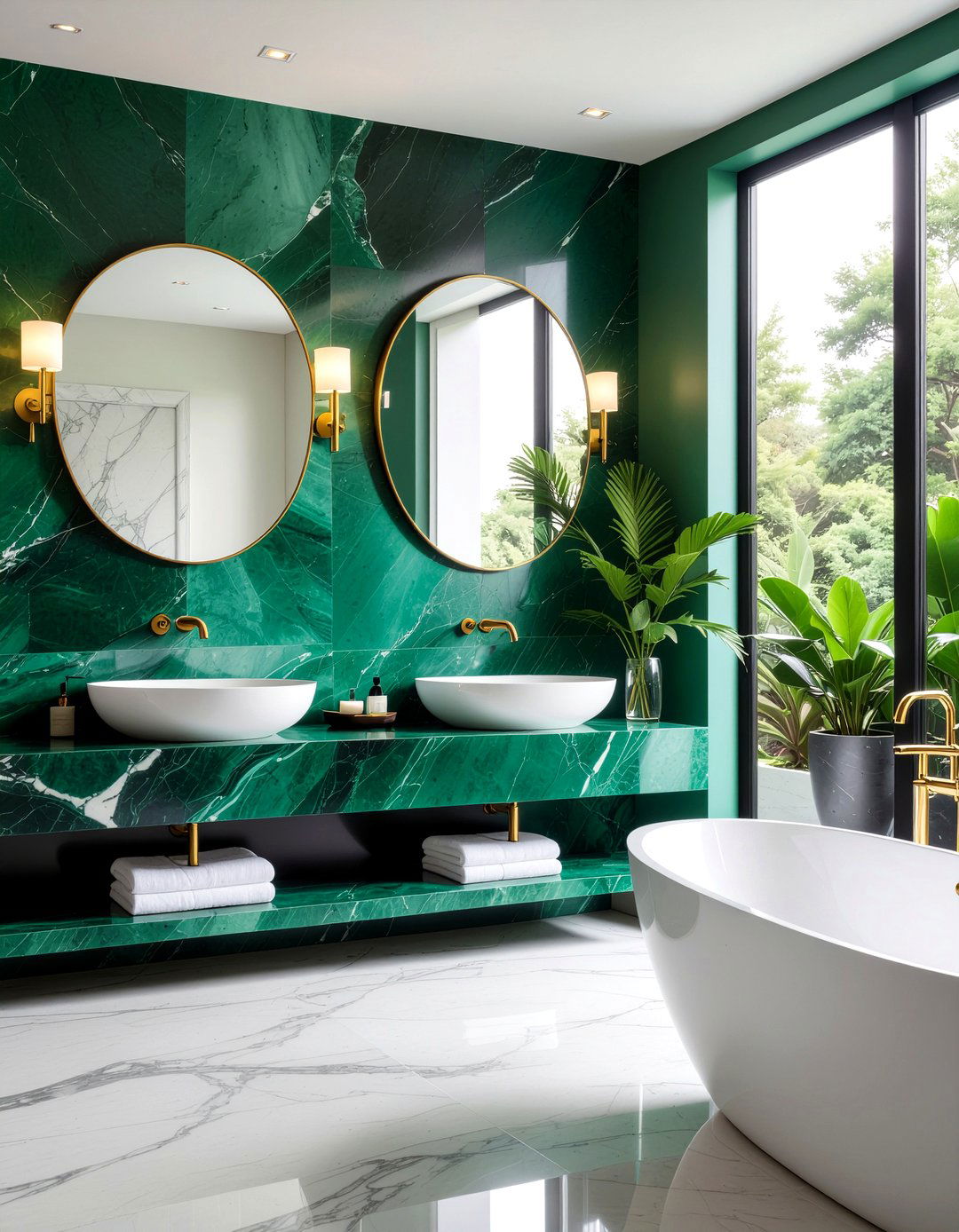 Green Marble Bathroom - 30 large format tile bathroom ideas