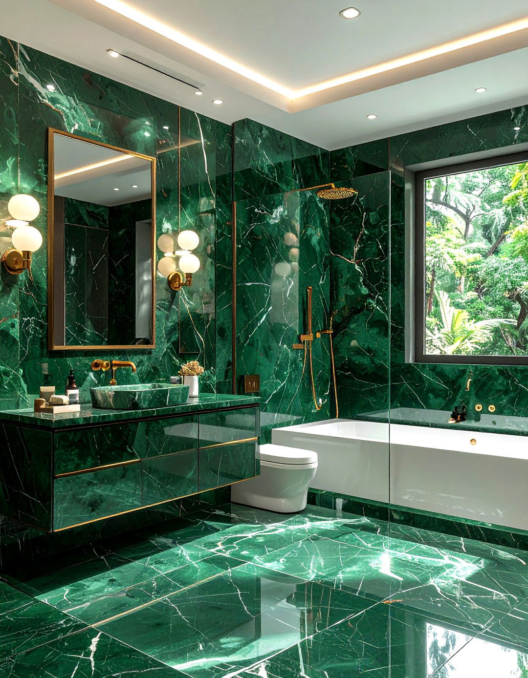 Green Marble Bathroom - 30 natural stone bathroom ideas