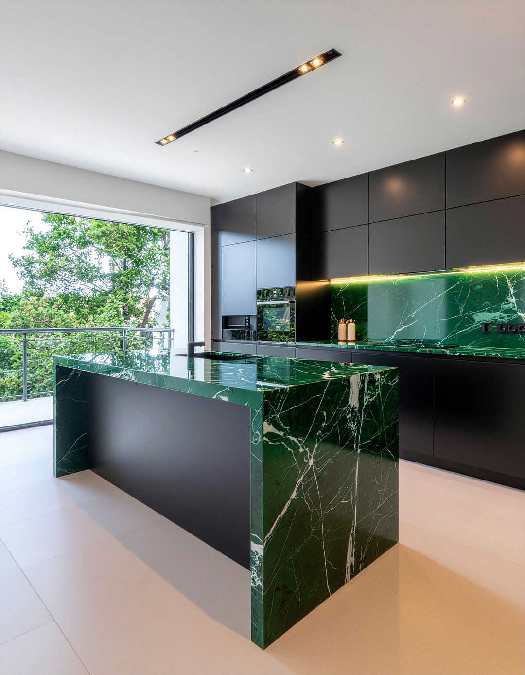 Green Marble Countertop - 30 green kitchen ideas