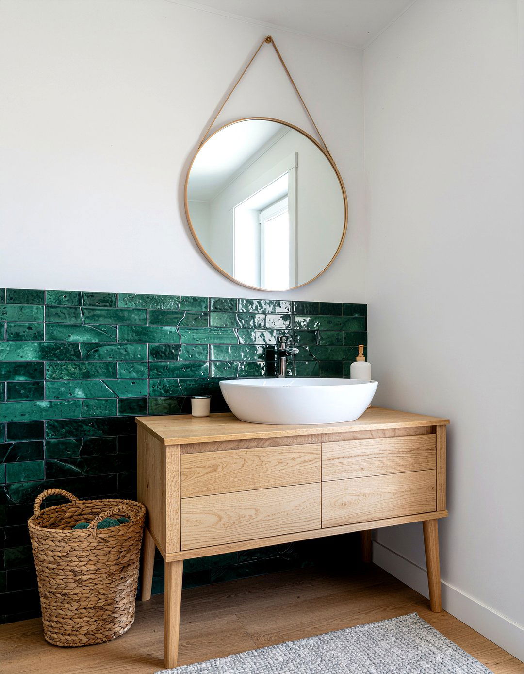 Green Mermaid Tile Wall - 30 scalloped tile bathroom ideas