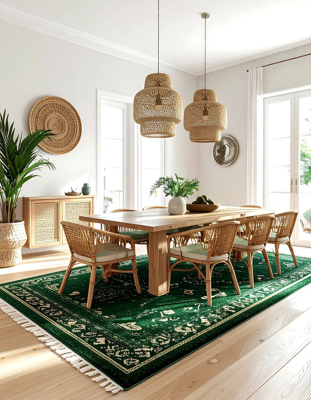 Green Moroccan Rug Dining Room - 30 colorful rug dining room ideas