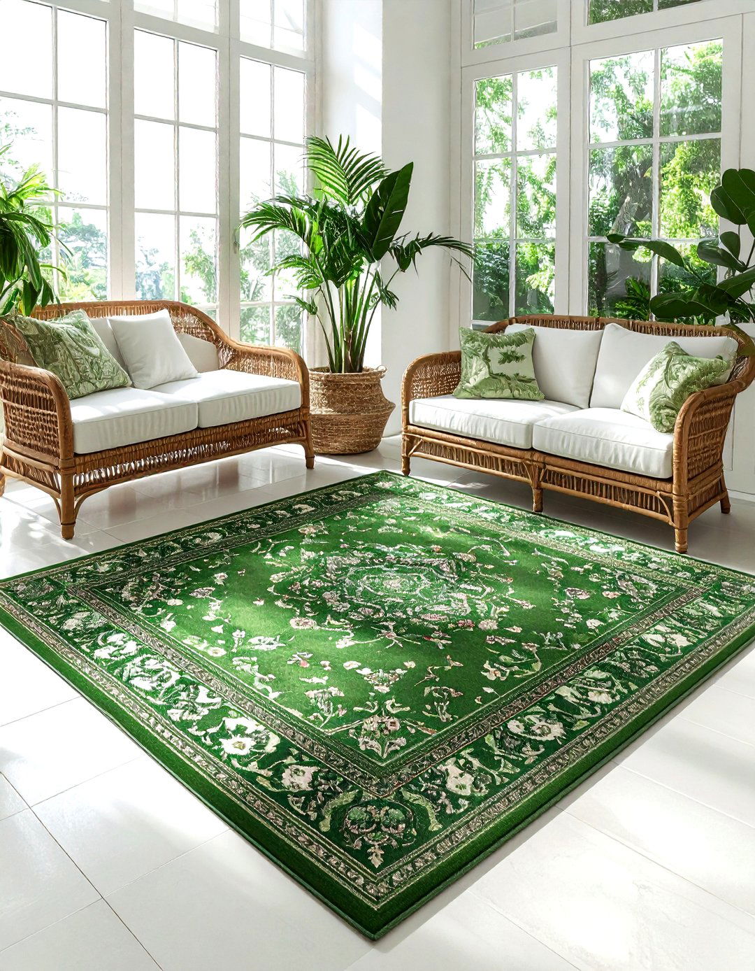 Green Oushak rug - 30 vintage rug ideas