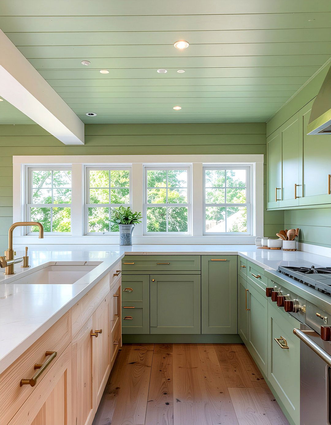 Green Painted Shiplap Ceiling - 30 kitchen shiplap ceiling ideas