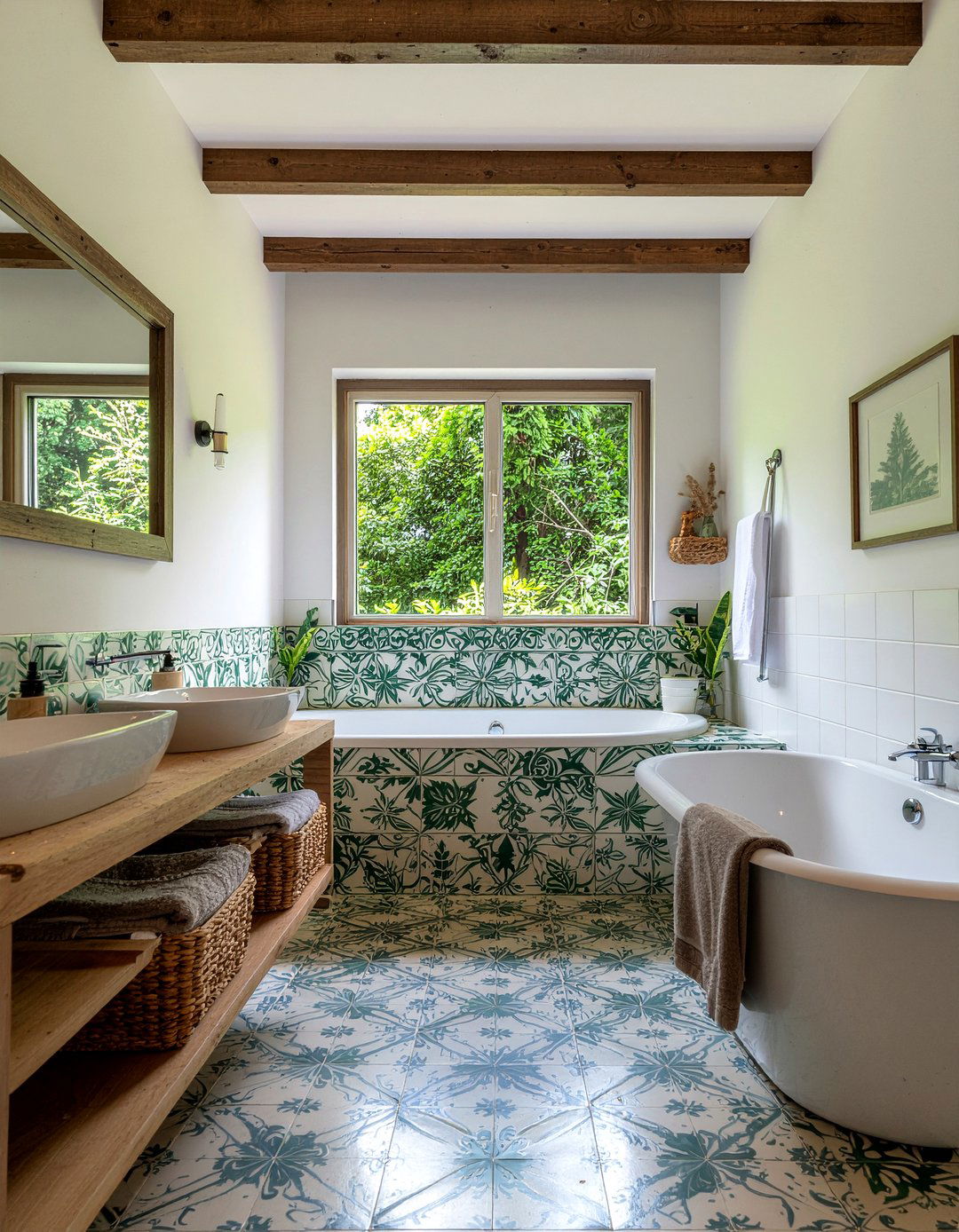 Green Portuguese tile bathroom - 30 Portuguese tile bathroom ideas