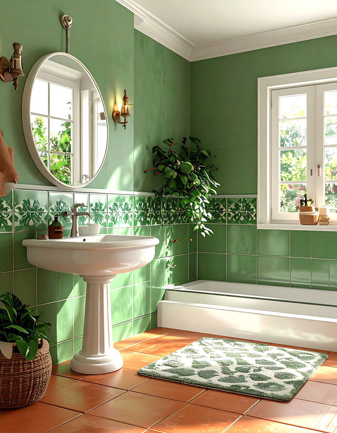 Green Spanish tile bathroom - 30 Spanish tile bathroom ideas