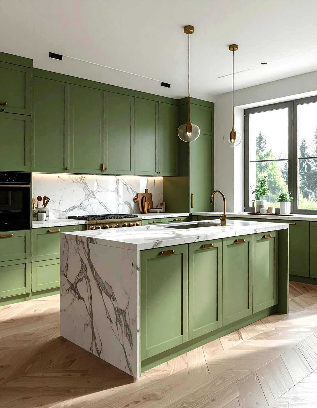 Green Stained Cabinet - 30 unique kitchen ideas