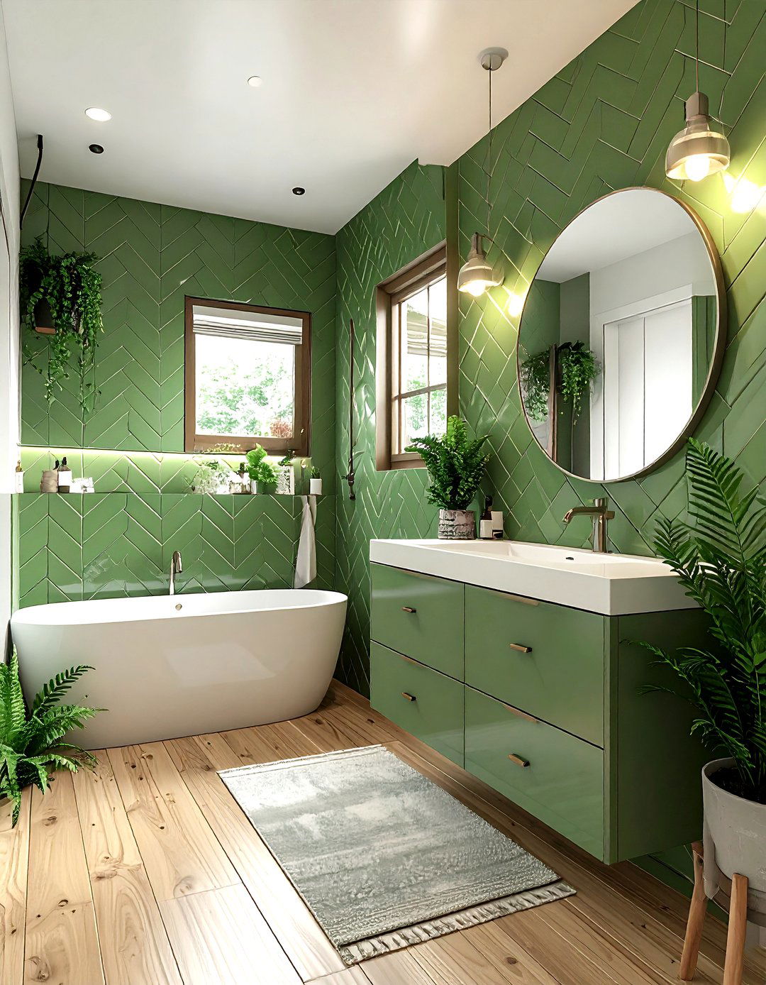 Green Subway Tile Bathroom - 30 bathroom room settings