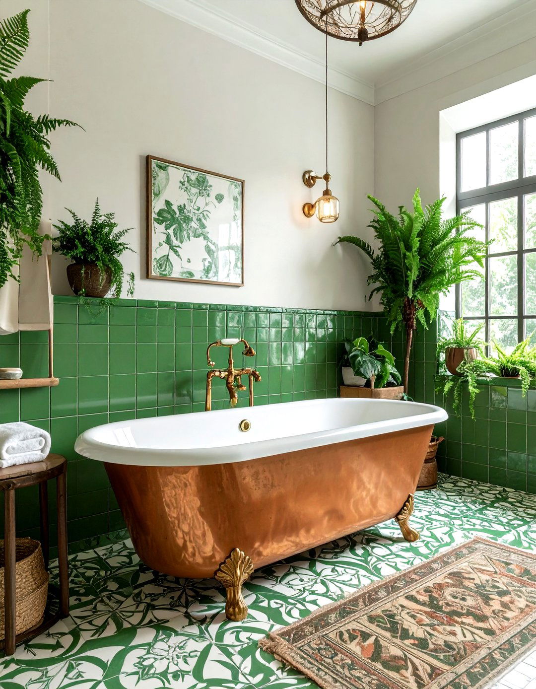 Green Talavera Tile - 30 Mexican tile bathroom ideas